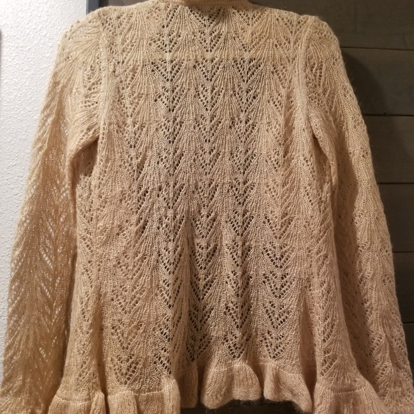 I.N.C Gold Ruffled Cardigan M - Picture 2 of 4